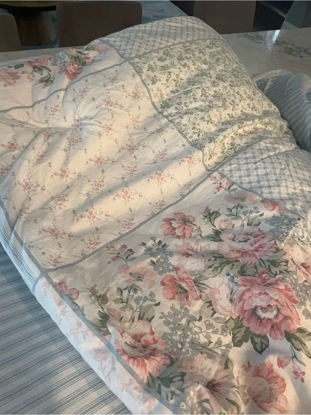 Laura Ashley Patchwork Hope Reversible queen Bedspread Floral Cottage Core